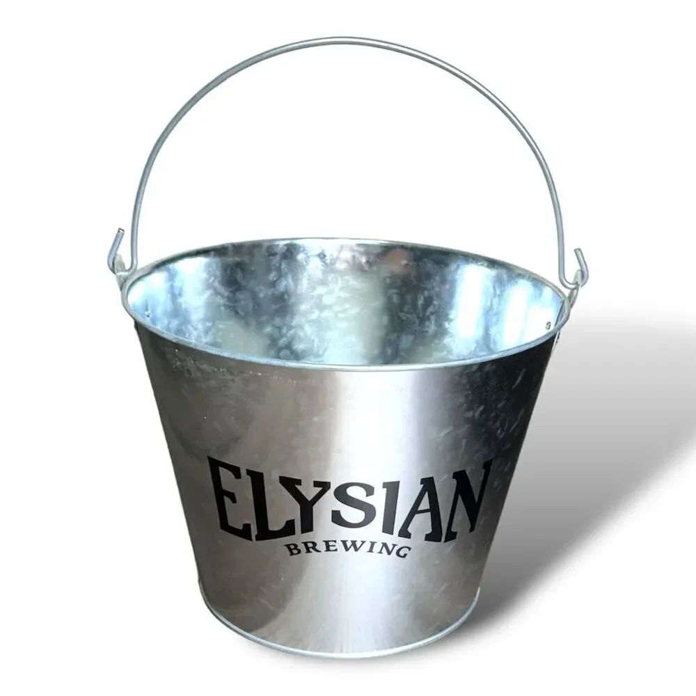Elysian Brewing Silver Metal Ice Bucket with Handle for Parties &‎ BBQs